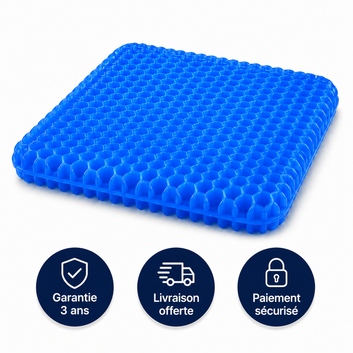 Coussin d'assise en gel nid d'abeille, format plat adapté au bagage cabine Image