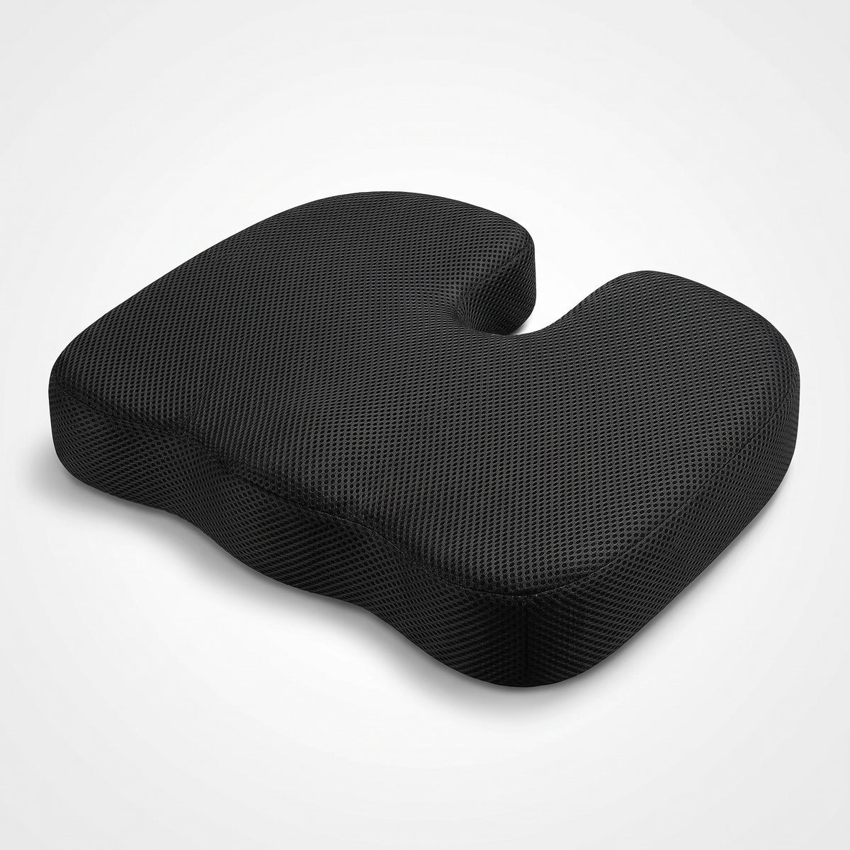 Coussin d'assise orthopédique noir avec housse en maille respirante
